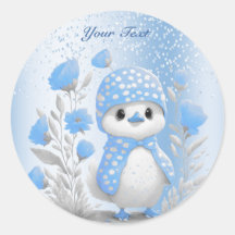 Vinheta Floral Azul Pato-Aquarela