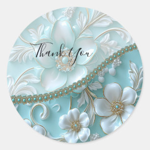 Adesivo Vinheta Floral Branca Teal