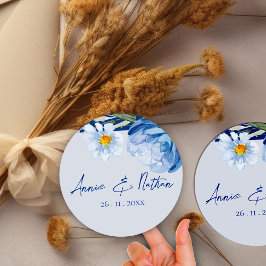 Adesivo Vinheta Floral de Casamento Floral das Flores Azui