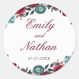 Adesivo Vinheta Floral de Casamento Floral de Cor Vermelha