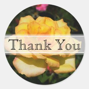 Adesivo Vinheta Floral de Casamento Rosa Amarela