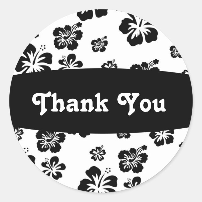 Adesivo Vinheta Floral de Flor de Hibiscus Preto e Branco (Frente)