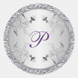 Adesivo Vinheta Floral de Folha de Púrpura e Silver