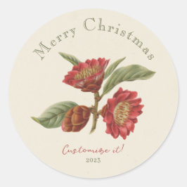Adesivo Vinheta Floral de Natal Elegante Vermelha e Verde