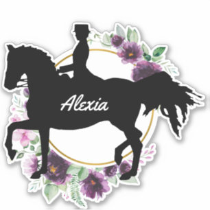 Adesivo Vinheta Floral de Nome de Cavalo de Dressagem Pers