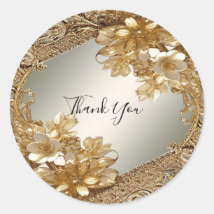 Adesivo Vinheta Floral de Ornamentado Dourado Moderno