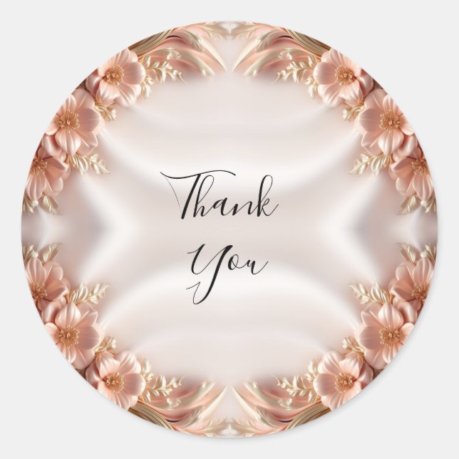 Adesivo Vinheta Floral de Pêssego Laranja Elegante (Frente)