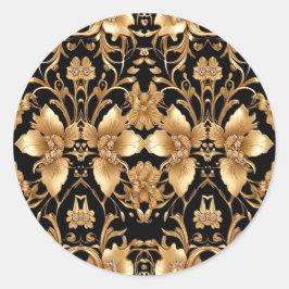 Adesivo Vinheta Floral do Ornamentado Preto Dourado