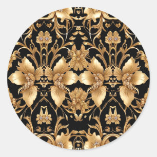 Adesivo Vinheta Floral do Ornamentado Preto Dourado