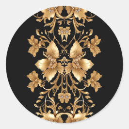 Adesivo Vinheta Floral do Ornamentado Preto Dourado