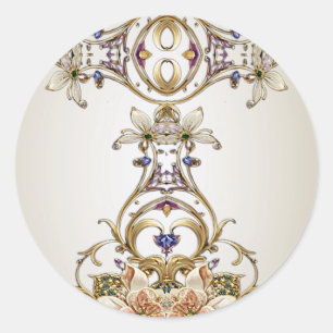 Adesivo Vinheta Floral Dourada branca