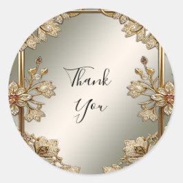 Adesivo Vinheta Floral Frame de Ornamentado Dourado