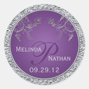 Adesivo Vinheta Floral Monograma de Folha de Púrpura e Pra