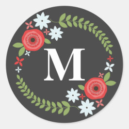 Adesivo Vinheta Floral Monogramas, Cinza