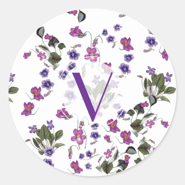 Adesivo Vinheta Floral para Violetas Roxas Personalizadas (Frente)