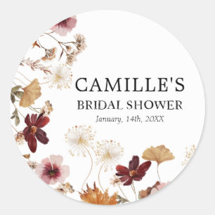 Adesivo Vinheta Floral Redonda Floral Burgundy