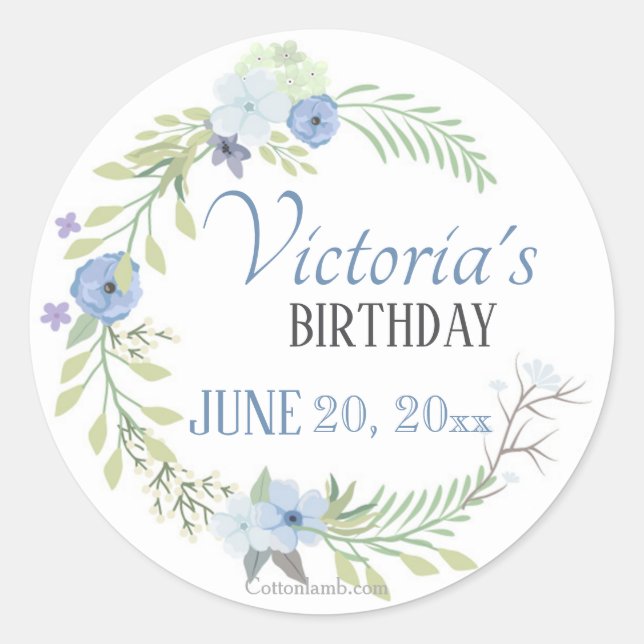 Adesivo Vinheta Flores Azul (Frente)