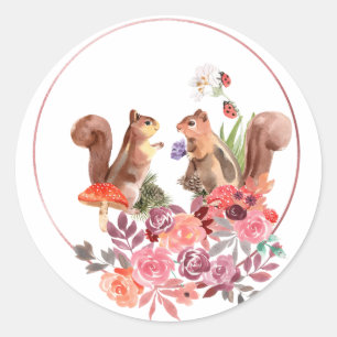 Adesivo Vinheta Flores e Esquilos