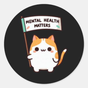 Adesivo Vinheta Gato do Dia Mundial da Saúde Mental