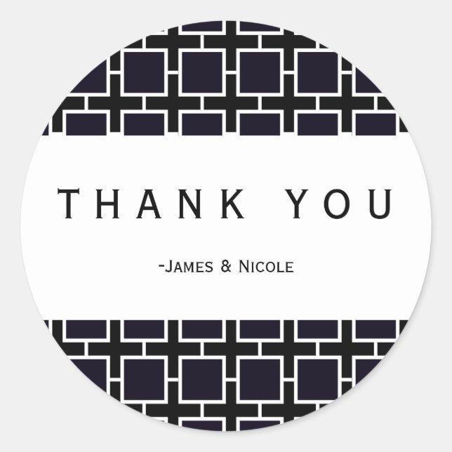 Adesivo Vinheta Geométrica de Partido Chic Quadrado Preto  (Frente)