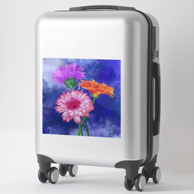 Adesivo Vinheta Gerberas de Três Cores - Pintura (Mala)