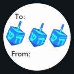 Adesivo Vinheta Grande do Pacote Dreidel<br><div class="desc">Um grande sonho azul para lembrar a todos que o feriado das luzes está aqui! Happy Chanukah</div>