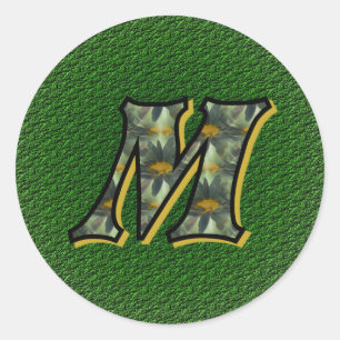 Adesivo Vinheta inicial de margaridas pretas M monograma