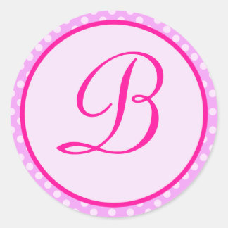 Adesivo Vinheta inicial do Monograma de Bolinhas rosa
