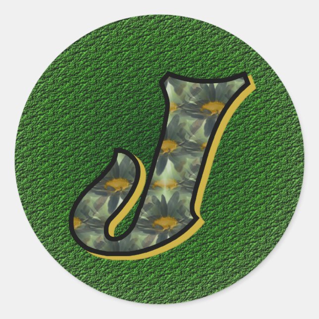 Adesivo Vinheta inicial J Black Daisiers monograma (Frente)