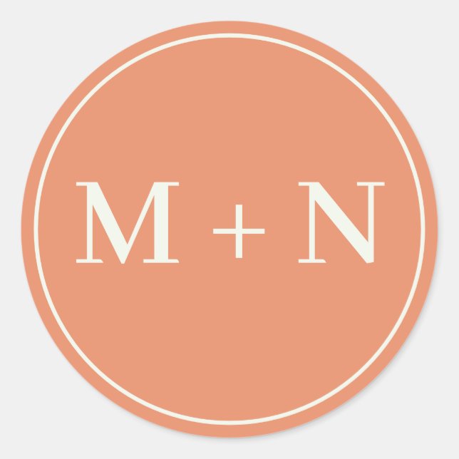 Adesivo Vinheta inicial laranja personalizada com monogram (Frente)