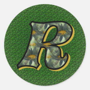 Adesivo Vinheta inicial R Black Daisiers monograma