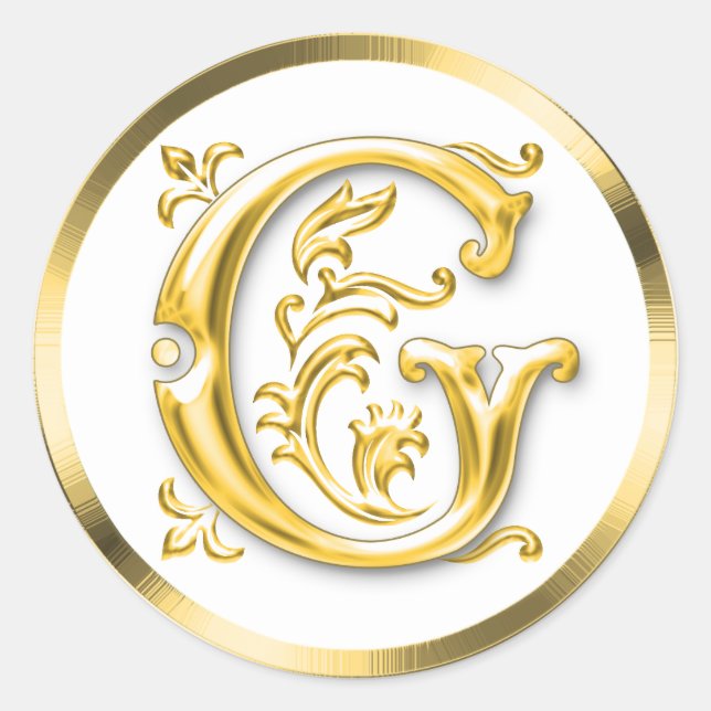Adesivo Vinheta inicial redonda G em Dourado (Frente)