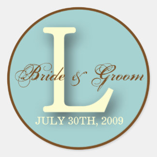 Adesivo Vinheta L Monograma Azul e Marrom