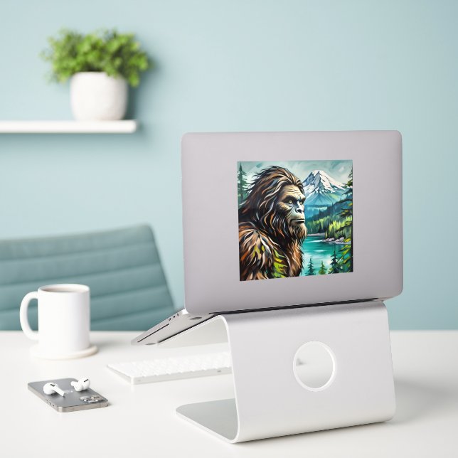 Adesivo Vinheta Laptop de Pé-Grande (Laptop na mesa)