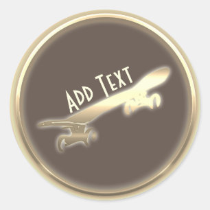 Adesivo Vinheta legal personalizada de skate Dourada