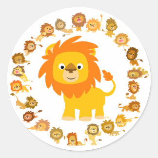 Adesivo Vinheta Lion Mandala de Cartoon Bonito