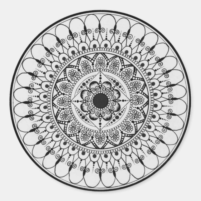 Adesivo Vinheta Mandala Desenhada à Mão (Frente)
