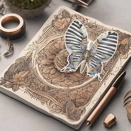 Adesivo Vinheta-mariposa com risca colorida