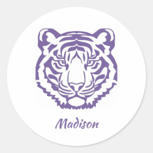 Adesivo Vinheta-mascote da Escola de Tigre Roxo