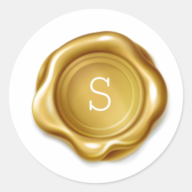 Adesivo Vinheta Metálica Dourada Monograma Cera Derretida (Frente)