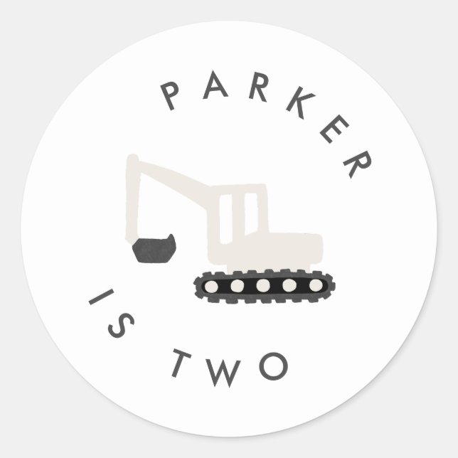 Adesivo Vinheta Mínima Festa de aniversário de Construção  (Frente)