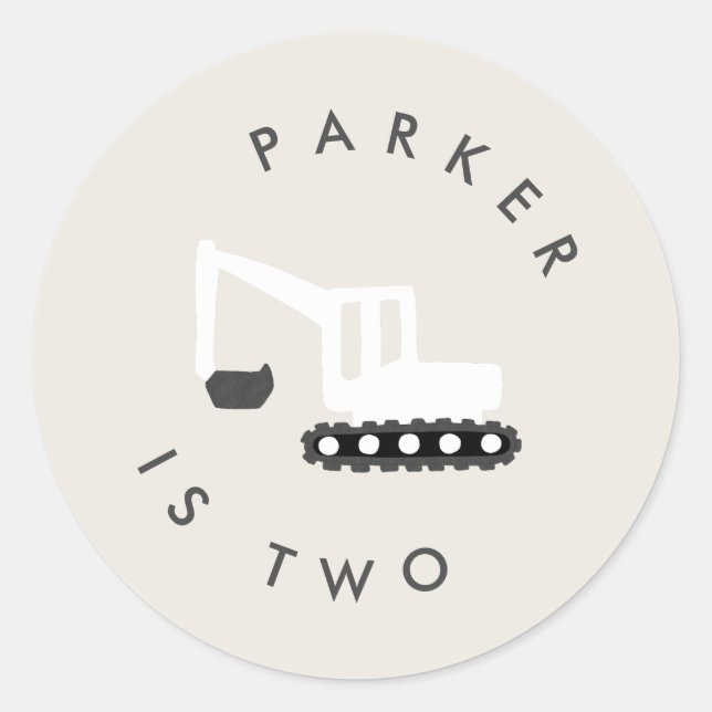 Adesivo Vinheta Mínima Festa de aniversário de Construção  (Frente)