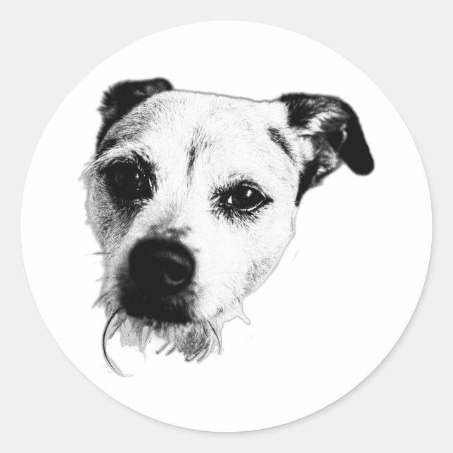 Adesivo Vinheta Monocromática de Fechamento Terrier Mix (Frente)