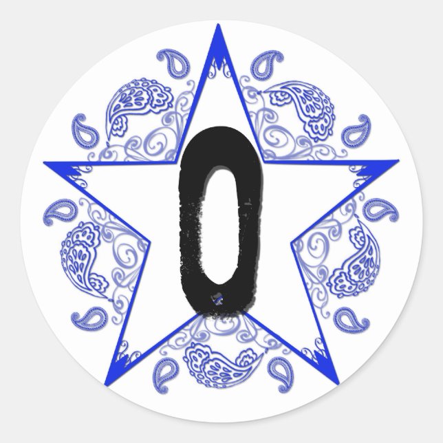 Adesivo Vinheta Monográfica Azul Ocidental "O" (Frente)