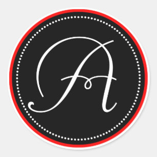 Adesivo Vinheta monograma com Design de círculo vermelho p