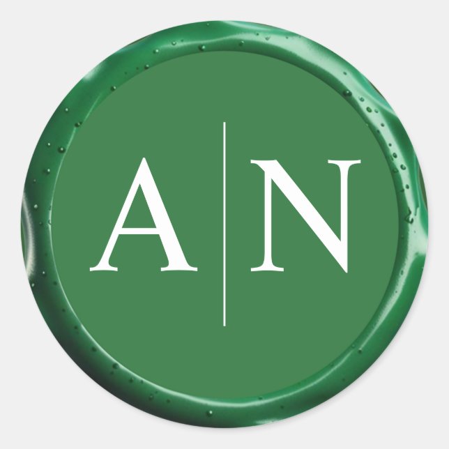 Adesivo Vinheta Monograma de Casamento de Cera Verde Sage (Frente)