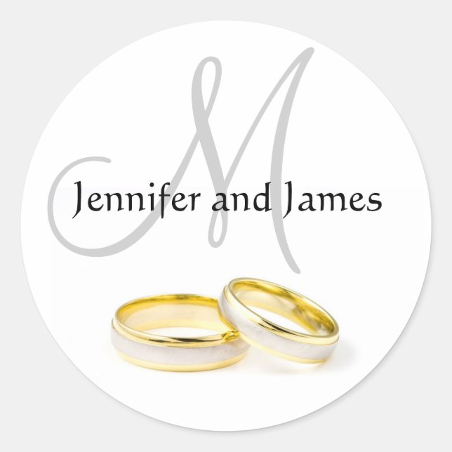 Adesivo Vinheta Monograma de Nomes de Casamento Dezembro (Frente)