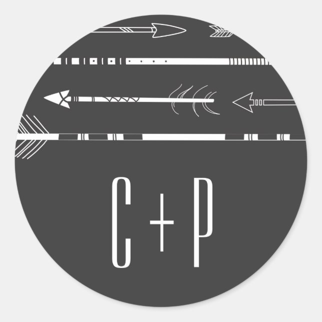 Adesivo Vinheta Monograma de Setas Tribais | CINZAS (Frente)