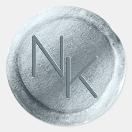 Adesivo Vinheta Monograma do Monograma da Folha Azul Dusty