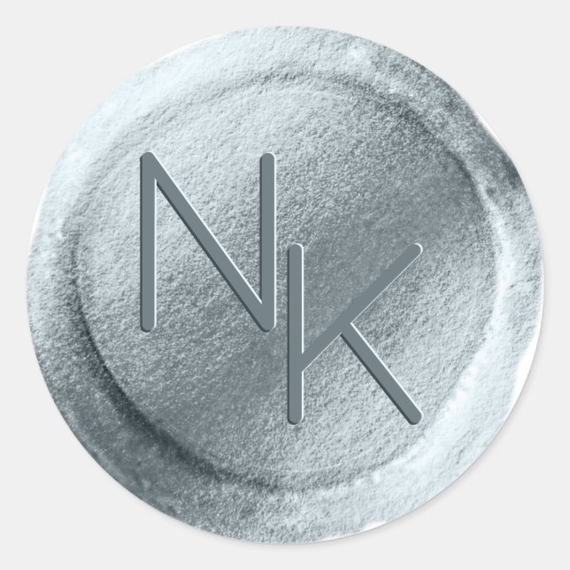 Adesivo Vinheta Monograma do Monograma da Folha Azul Dusty (Frente)